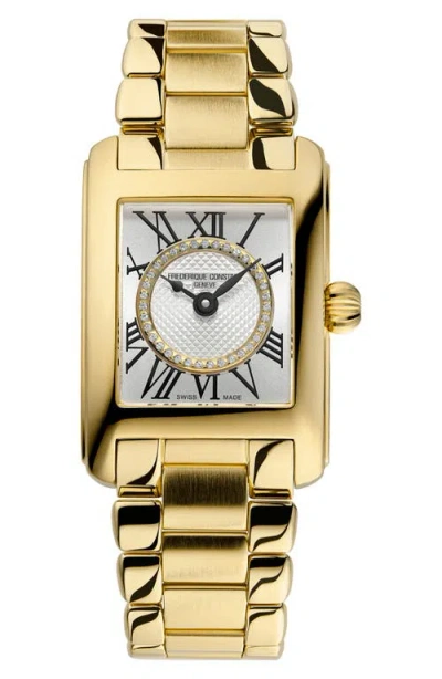 Frederique Constant Carrée Diamond Dial Bracelet Watch, 23mm X 21mm In Gold