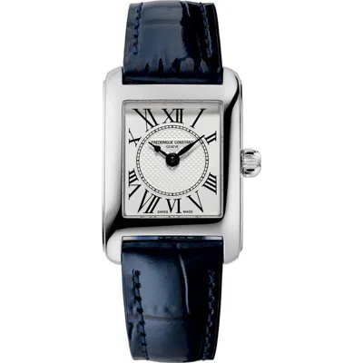 Frederique Constant Women's Swiss Classics Carree Blue Leather Strap Watch 23x21mm