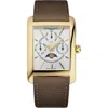 Frederique Constant Classic Carrée Moonphase Leather Strap Watch, 42.3mm X 30mm In Brown