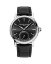 Frederique Constant Men's Swiss Automatic Classic Date Manufacture Black Leather Strap Watch 40mm In Black