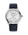 Frederique Constant Men's Swiss Automatic Classic Date Manufacture Blue Leather Strap Watch 40mm In Silver/blue