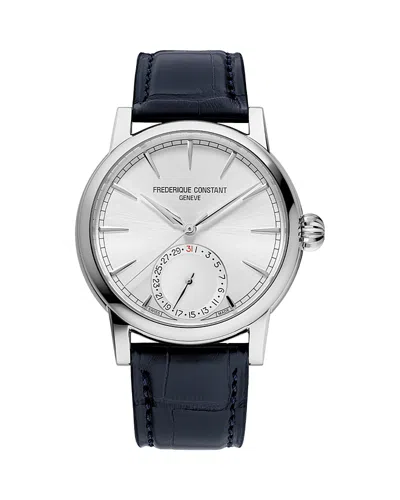 Frederique Constant Men's Swiss Automatic Classic Date Manufacture Blue Leather Strap Watch 40mm