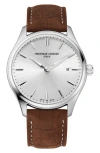 Frederique Constant Men's Swiss Classics Brown Leather Strap Watch 40mm In Silverone