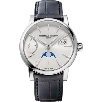 Frederique Constant Classic Manufacture Power Reserve Big Date Automatic Leather Strap Watch, 40mm