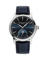 Frederique Constant Men's Swiss Automatic Classic Moonphase Date Manufacture Blue Leather Strap Watch 40mm In Blue