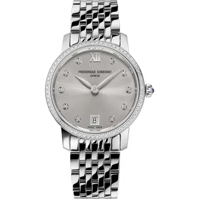FREDERIQUE CONSTANT FREDERIQUE CONSTANT CLASSIC SLIMLINE DIAMOND BRACELET WATCH, 30MM