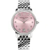 Frederique Constant Women's Swiss Slimline Diamond (5/8 Ct. T.w.) Stainless Steel Bracelet Watch 30mm In Silverone/pink