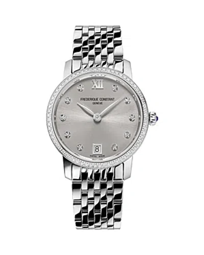 Frederique Constant Women's Swiss Classic Slimline (5/8 Ct. T.w.) Stainless Steel Bracelet Watch 30mm In No Color