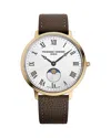 Frederique Constant Men's Classics Quartz Moonphase Brown Leather Strap Watch 39mm In Brown