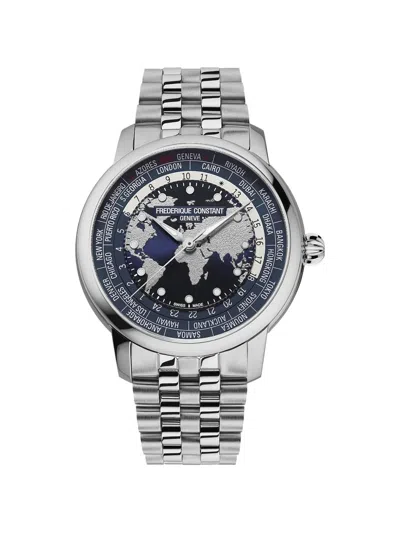 Frederique Constant Classic Worldtimer Manufacture 40mm Watch In Metallic