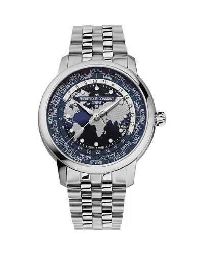 Frederique Constant Classic Worldtimer Manufacture 40mm Watch In Metallic
