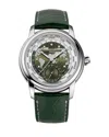 Frederique Constant Men's Swiss Automatic Classic Worldtimer Manufacture Green Leather Strap Watch 42mm In Green/green
