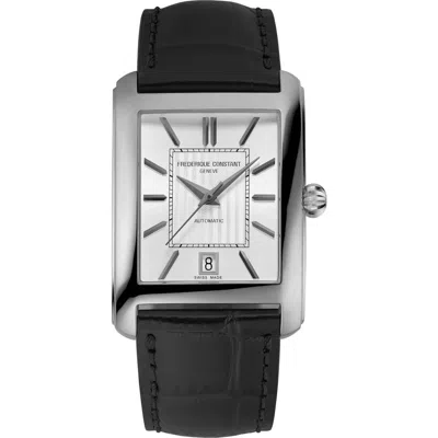 Frederique Constant Classics Carrée Leather Strap Watch, 30.4mm X 33mm In Black