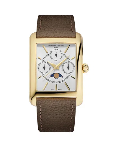 Frederique Constant Classics Carree Quartz Moonphase Watch, 30mm X 42mm In Brown