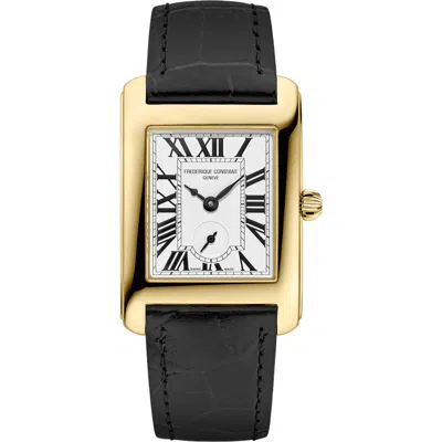 Frederique Constant Classics Carrée Small Seconds Leather Strap Watch, 36mm X 25.2mm In Black
