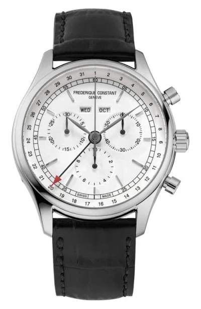 FREDERIQUE CONSTANT FREDERIQUE CONSTANT CLASSICS CHRONOGRAPH LEATHER STRAP WATCH, 40MM