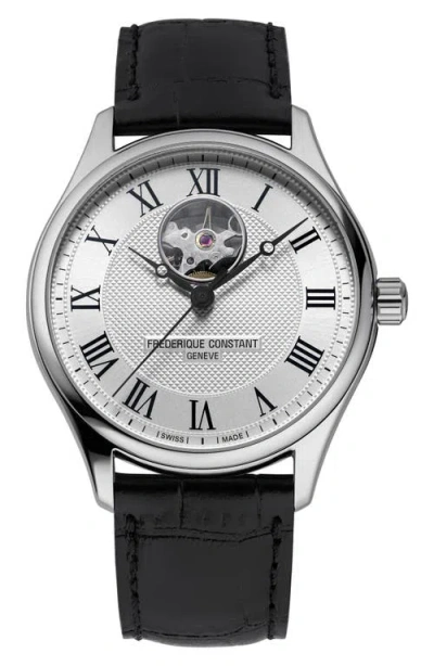 Frederique Constant Classic Heartbeat Watch, 40mm In Silverone