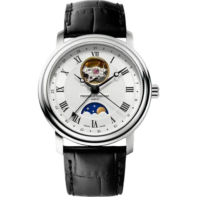 Frederique Constant Classics Heartbeat Moon Phase Leather Strap Watch, 40mm
