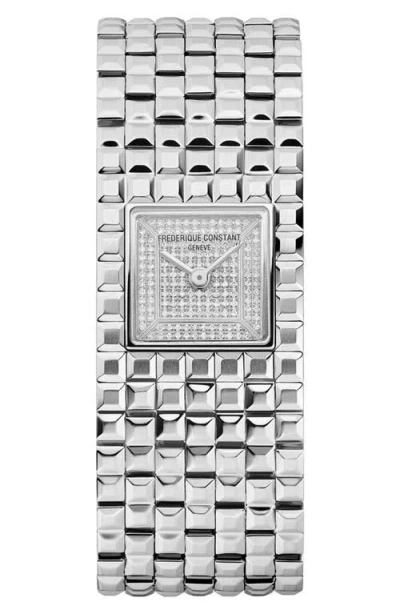Frederique Constant Classics Manchette Diamond Bracelet Watch, 20mm X 25.7mm In Metallic