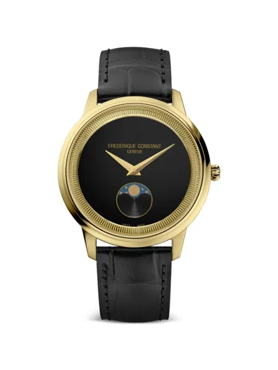 Frederique Constant Classics Moneta Moonphase Quartz -movement 37mm Watch In Black
