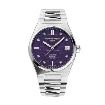 Frederique Constant Women's Swiss Automatic Highlife Diamond (1/20 Ct. T.w.) Stainless Steel Bracelet Watch 34mm In Purple