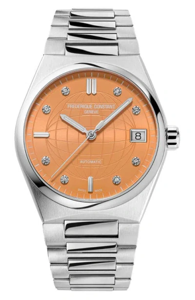 Frederique Constant Highlife Diamond Automatic Bracelet Watch, 34mm In Silverone