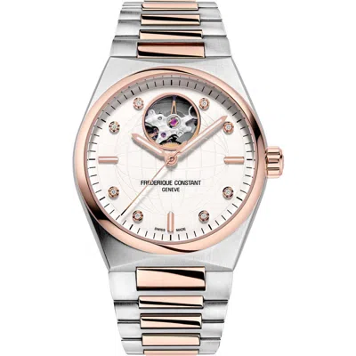 Frederique Constant Women's Swiss Automatic Highlife Diamond (1/20 Ct. T.w.) Two-tone Stainless Steel Bracelet Watch 34m