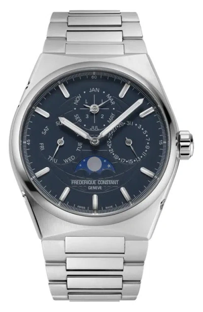 Frederique Constant Highlife Perpetual Calendar Manufacture Automatic Bracelet Watch, 41mm In Multi