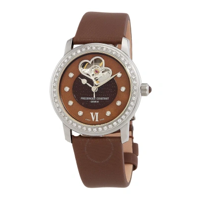 Frederique Constant Love Heart Beat Automatic Diamond Ladies Watch 310cdhb2pd6 In Chocolate