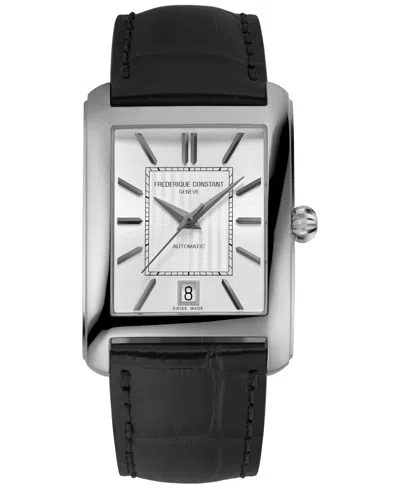 Frederique Constant Men's Swiss Automatic Carree Black Leather Strap Watch 30mm