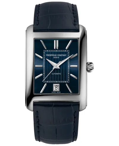 Frederique Constant Men's Swiss Automatic Carree Blue Leather Strap Watch 30mm