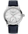 Frederique Constant Men's Swiss Automatic Classic Date Manufacture Blue Leather Strap Watch 40mm In Blue