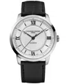 Frederique Constant Men's Swiss Automatic Classics Premiere Black Leather Strap Watch 39mm In Black