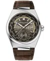 Frederique Constant Men's Swiss Automatic Highlife Worldtimer Manufacture Brown Leather Strap Watch 41mm In Brown