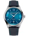 Frederique Constant Men's Swiss Automatic Runabout Blue Leather Strap Watch 42mm In Blue