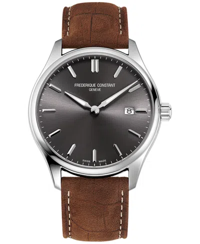 Frederique Constant Men's Swiss Classics Brown Leather Strap Watch 40mm