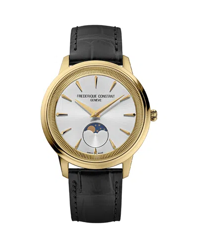 Frederique Constant Moneta Moonphase Watch, 37mm In Black