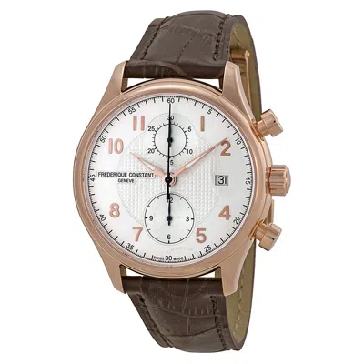 Frederique Constant Runabout Chronograph Silver Dial Men's Watch Fc-393rm5b4 In Brown / Gold / Gold Tone / Rose / Rose Gold / Rose Gold Tone / Silver