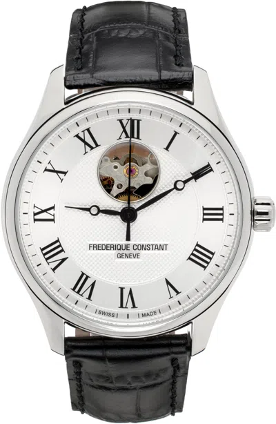 Frederique Constant Silver & Black Classics Heart Beat Automatic Watch In Black/silver