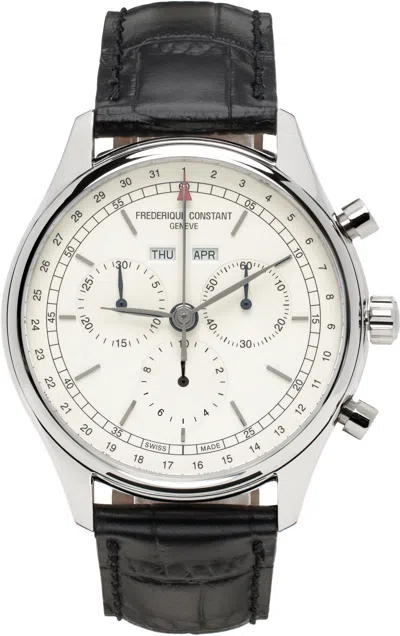 Frederique Constant Silver & Black Classics Quartz Chronograph Triple Calendar Watch In Black/silver