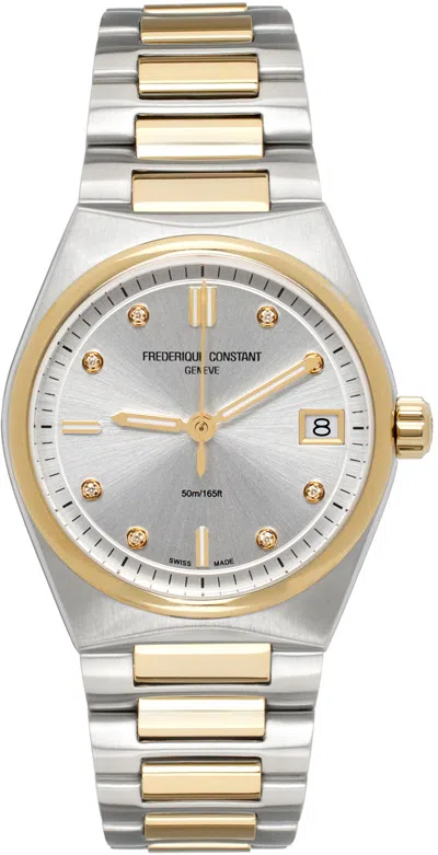Frederique Constant Silver & Gold Highlife Ladies Quartz Watch In Silver Gold