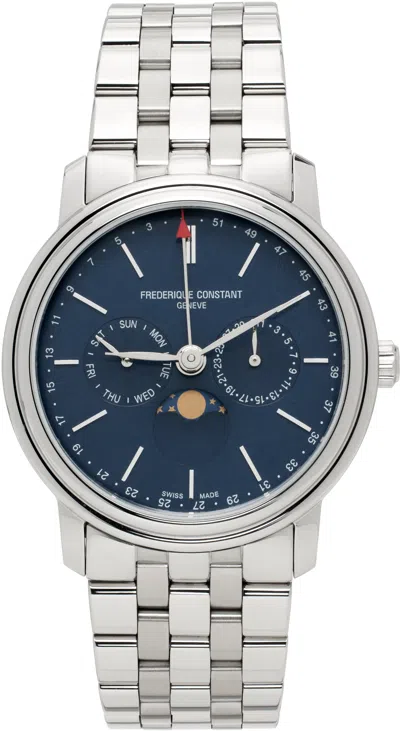 Frederique Constant Silver Classics Index Business Timer Watch In Metallic