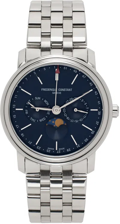 Frederique Constant Silver Classics Index Business Timer Watch In Metallic