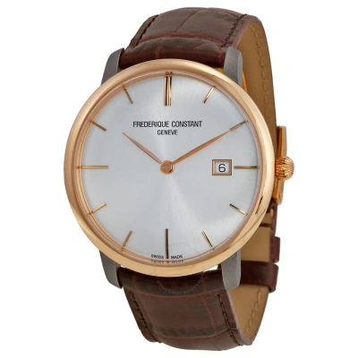 Frederique Constant Slim Line Automatic Silver Dial Men's Watch 306v4stz9 In Brown