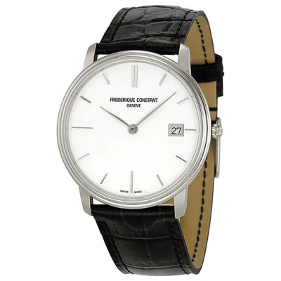 Frederique Constant Slim Line White Dial Unisex Watch Fc-220nw4s6 In Black
