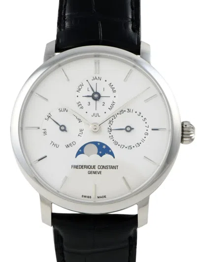 Pre-owned Frederique Constant Slimline Perpetual Moonphase 42mm In Black