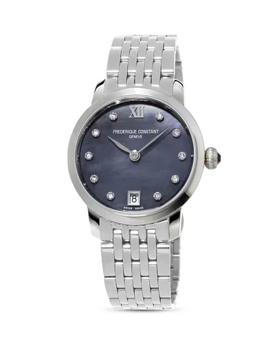 Frederique Constant Slimline Watch, 30mm In Black/silver