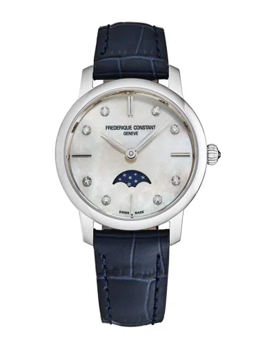 Frederique Constant Women's Slim Line Diamond Watch In Blue
