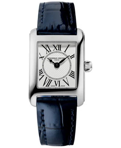 Frederique Constant Women's Swiss Carree Blue Leather Strap Watch 23mm