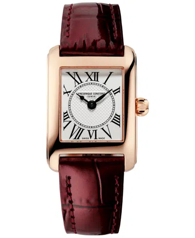 Frederique Constant Women's Swiss Carree Burgundy Leather Strap Watch 23mm